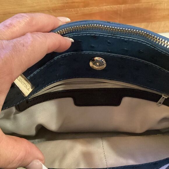 Genuine Leather Valentina Italian Bag Purse Handbag Navy - Picture 5 of 14